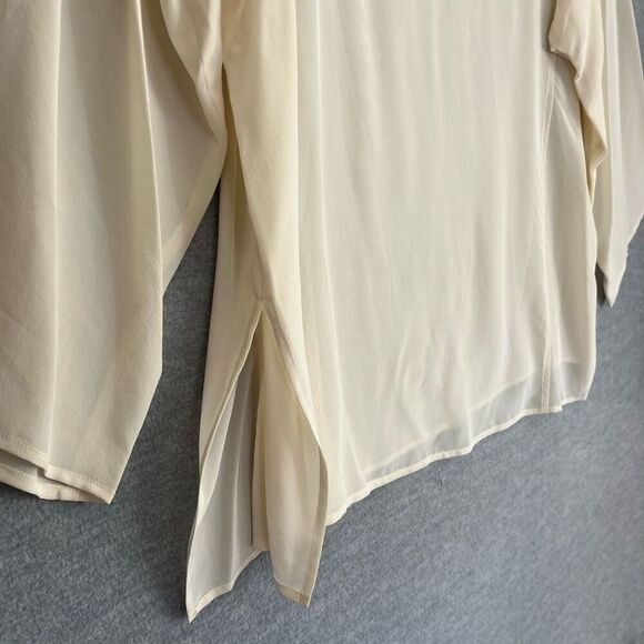Diane von Furstenberg Embroidered Silk Tunic Womens 1X Cream Gold Sheer Elegant - Picture 4 of 10